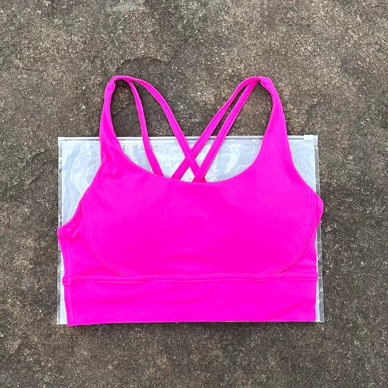 Women Sports Bra Sexy Criss Cross Straps Back High Support Impact Yoga Underwear Running Fitness Gym Padded Bralette