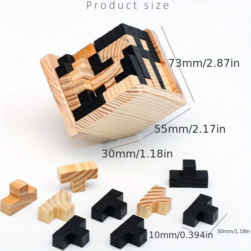 3D Cube Puzzle Luban Interlocking Creative Educational Wooden Toy Brain IQ Mind Early Learning Game Gift For Children Letter 54