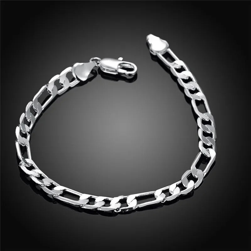 925 Sterling Silver Bracelets Charm Classic 6MM Chain for Women Men Wedding Party Christmas Gifts Hot Fashion Jewelry
