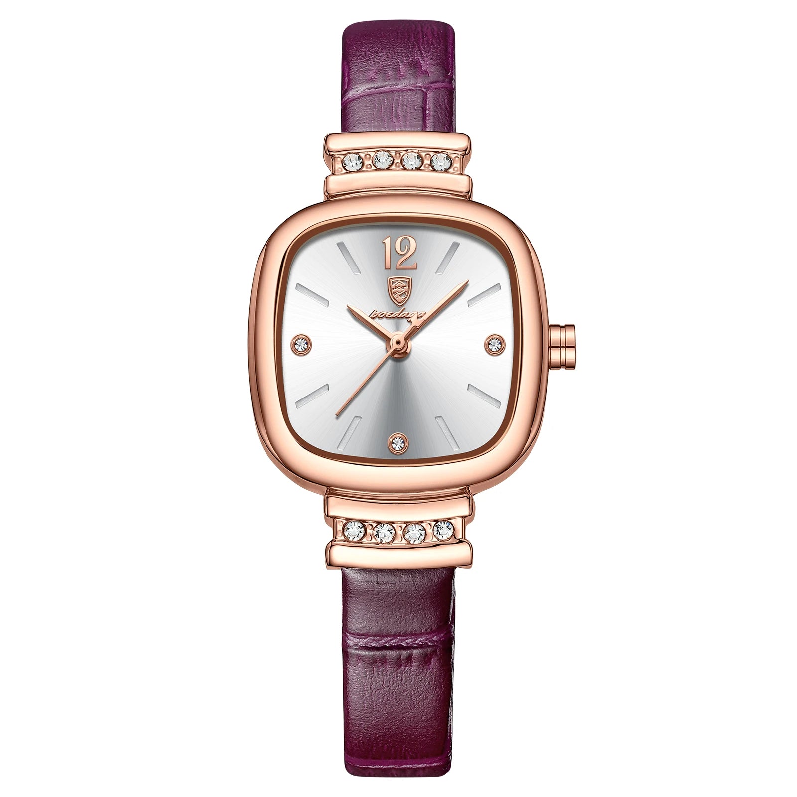 POEDAGAR Fashion Square Diamond Watches For Women High Quality Waterproof Leather Quartz Watch Luxury Elegant Ladies Wristwatch