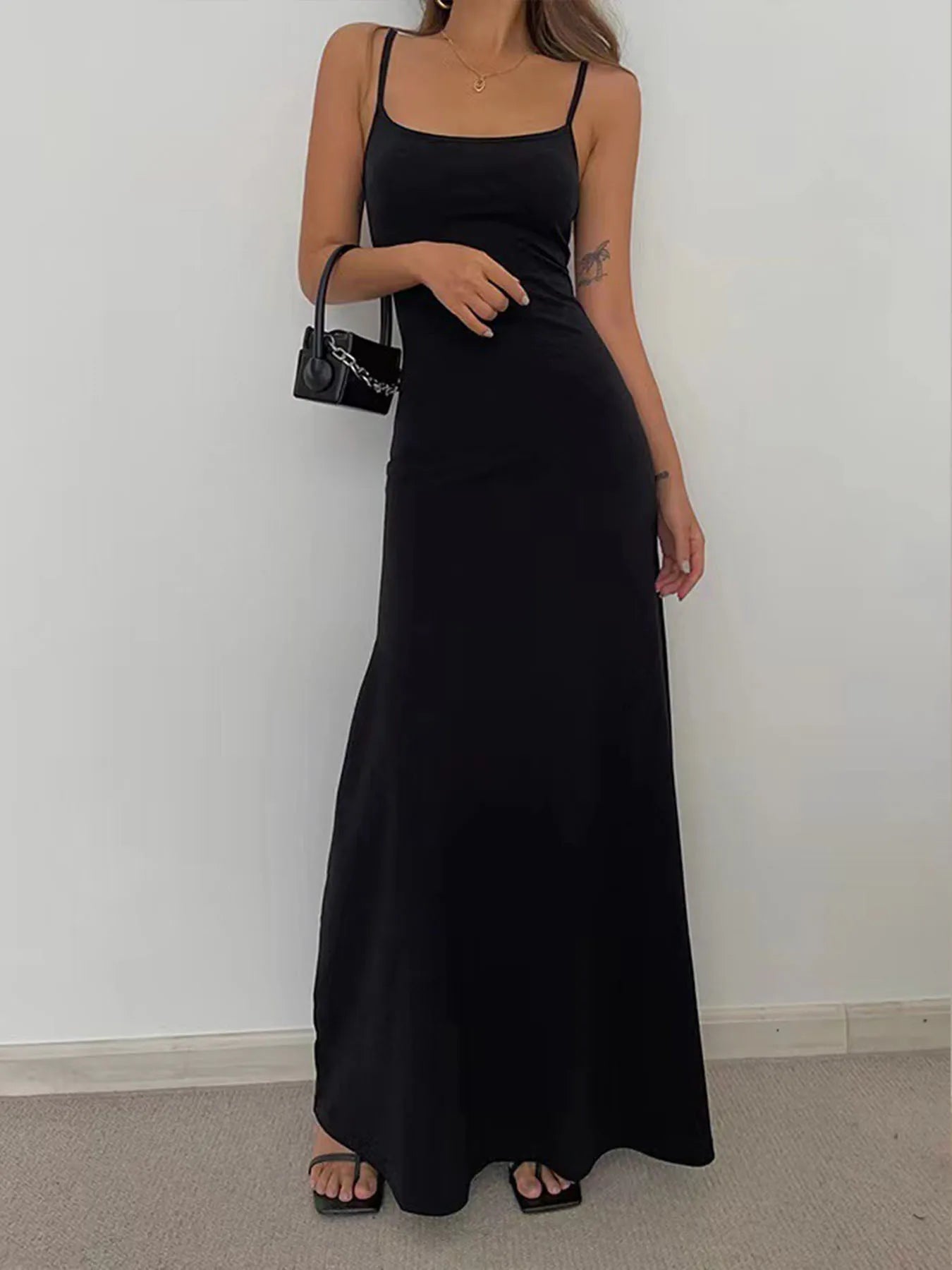 Woman Spring Summer Style Bodycon Dress Female Sexy Sleeveless Spaghetti Strap Split Sheath Dress Vestidos