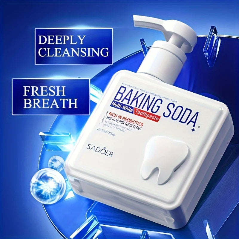 Cleansing Baking Soda Probiotic Pump Toothpaste, Deep Cleaning Teeth, Whitening And Brightening Toothpaste 300g