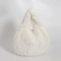 Small Hobo Handle Bags for Women Shoulder Bags Designer Furry Purse and Handbags Fashionable Cute Female Plush Bag