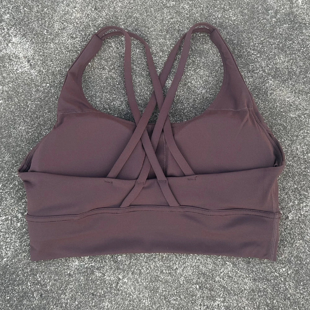 Women Sports Bra Sexy Criss Cross Straps Back High Support Impact Yoga Underwear Running Fitness Gym Padded Bralette