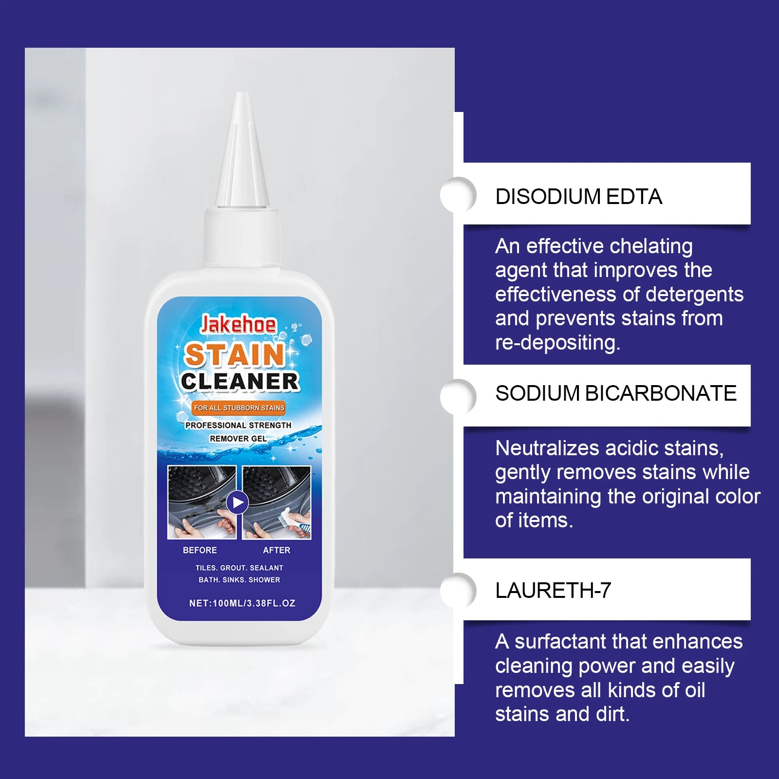 Household Stain Cleaner Professional Strength Remover Gel Multi-purpose Mildew Repellent Gel for Washing machine Toilet