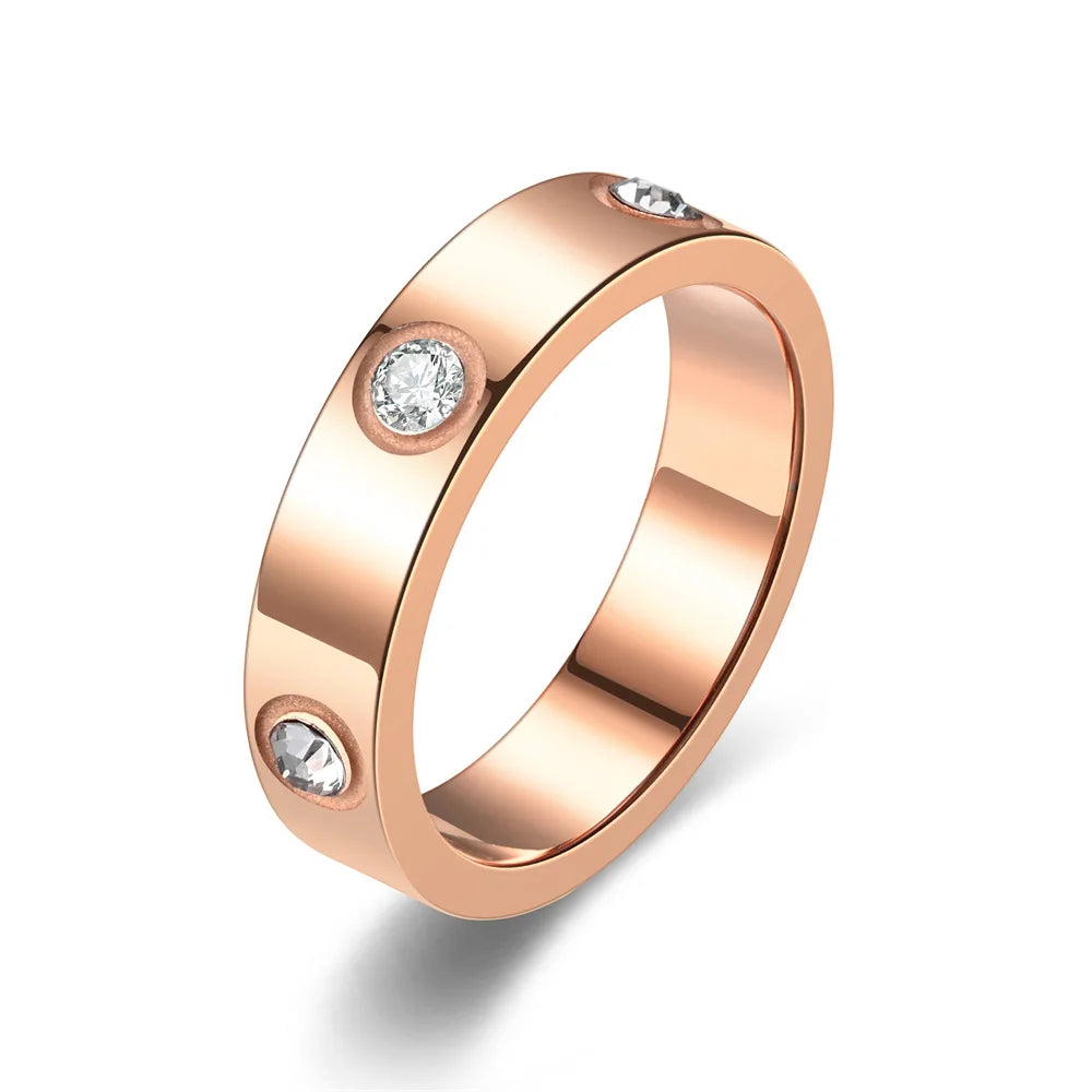 High Quality Trendy Stainless Steel Plated Gold Rose Gold Color Couple Wedding Love Ring for Couple Women Men ﻿