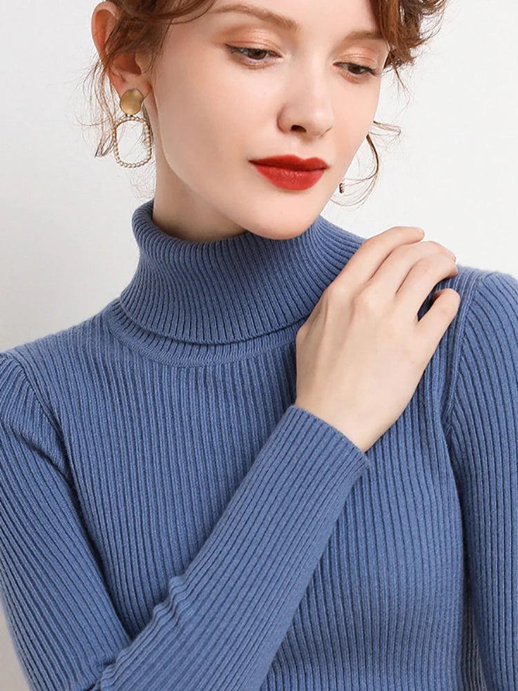 Women Fall Turtleneck Sweater Knitted Soft Pullovers Cashmere Jumpers Basic Soft Sweaters For Women 2026 Autumn Winter
