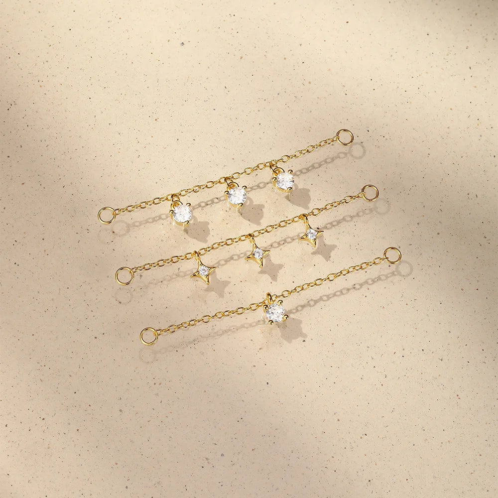 AIDE 925 Sterling Silver 9 Types Zircon CZ Chain Spare Parts Rock Punk Hoop Piercing Hoops Drop Earring Fine Jewelry Gift 1pc