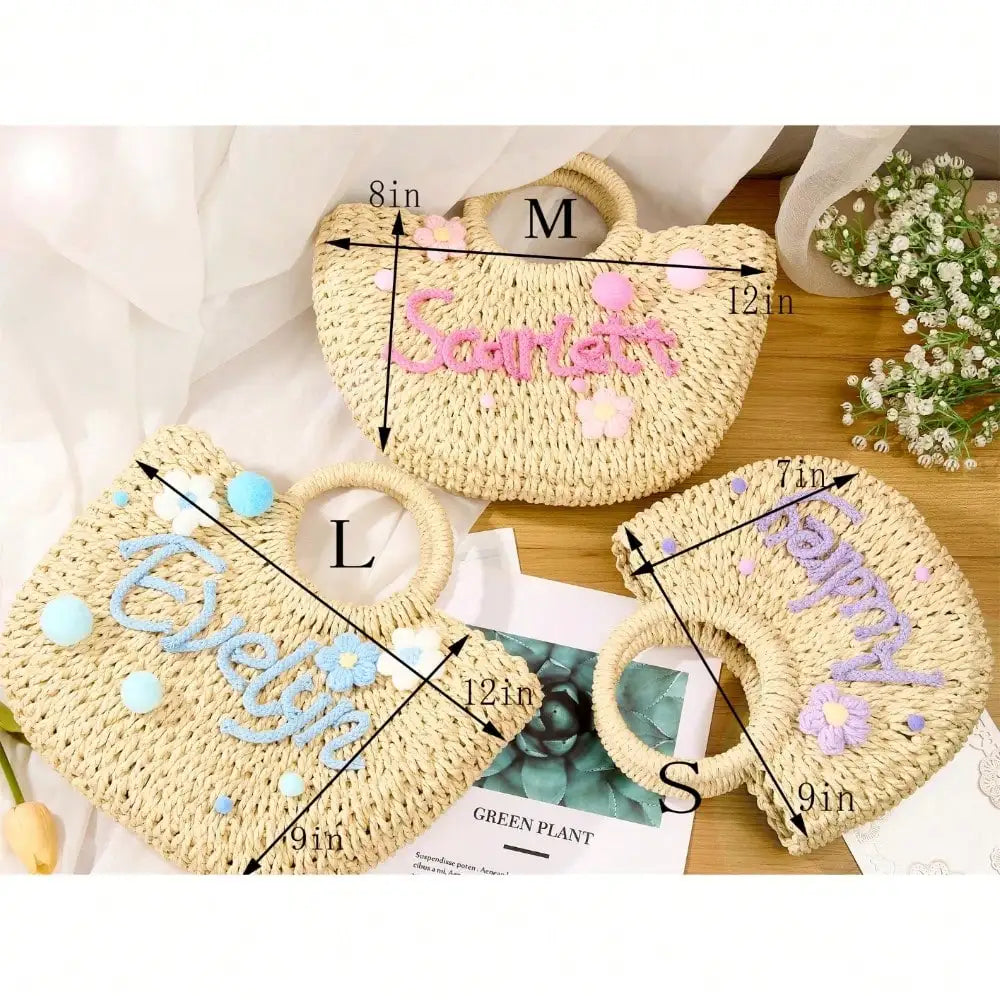 Personalized Straw Bridesmaid Handbag_bridesmaid Beach Bag_bachelorette Party Gift Bag_custom Hand-held Gift Basket_bridesmaid