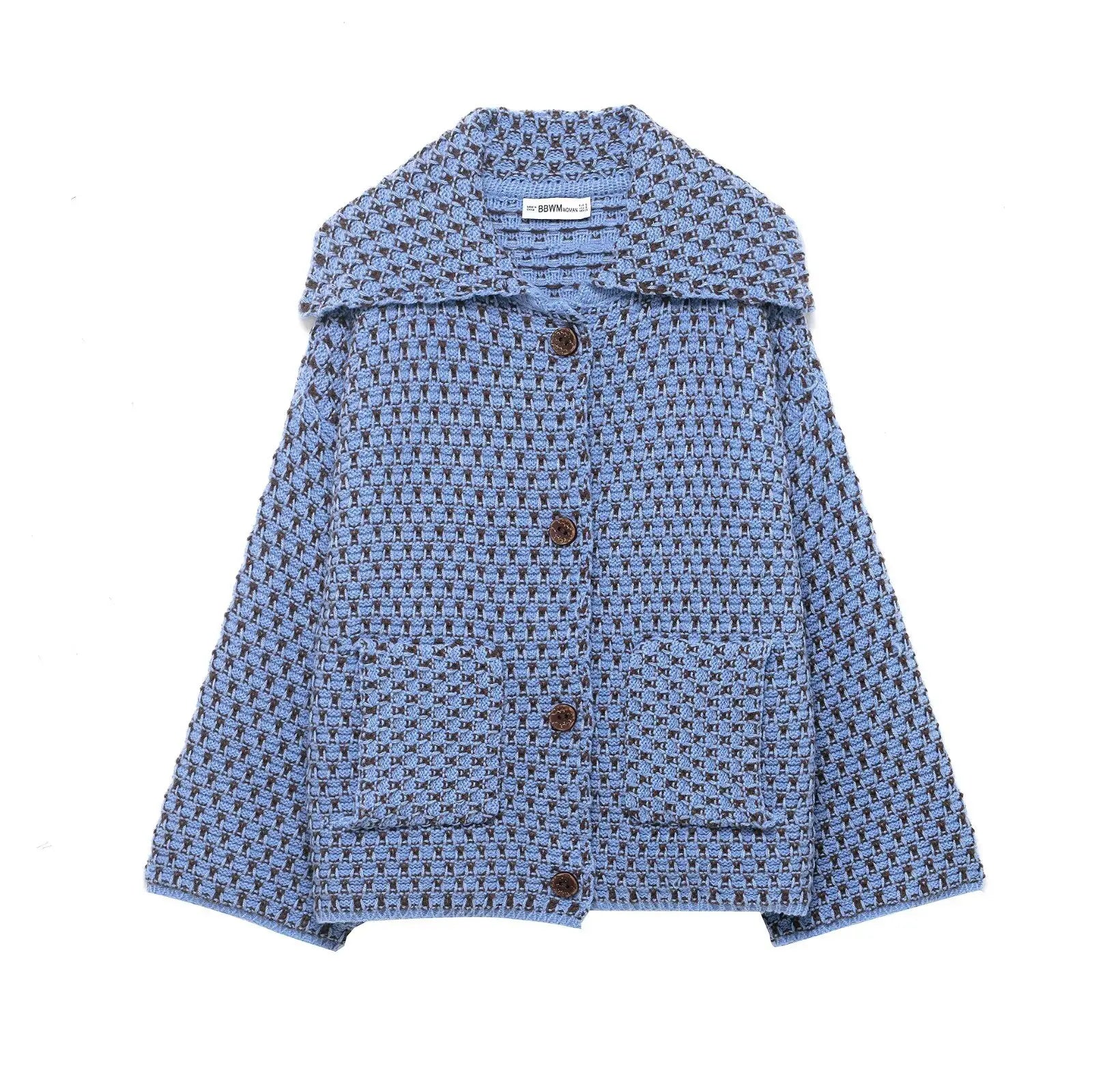 2026 New Autumn Brown Long Sleeve Knitted Cardigans Women Elegant Lapel Single Breasted Loose Sweater Coat Knitwear Korean Style