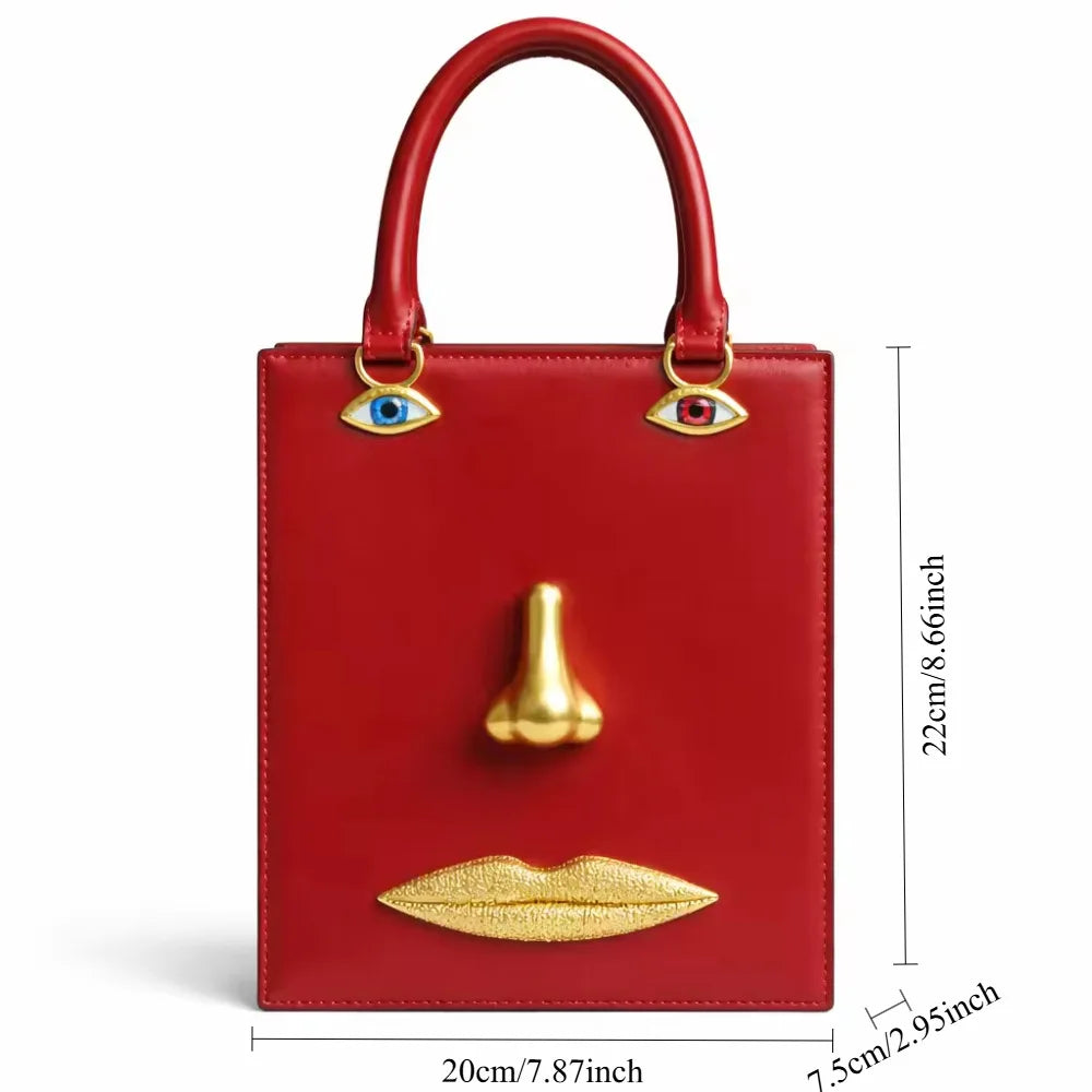 Ladies' fashionable handbag, personalized portrait, retro single shoulder crossbody bag