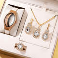 Ladies' Watch&Crystal, Quartz Watch, Watch, Luxury Brand, Design, Simple, Ladies', Women's Fashion, 6-piece Set
