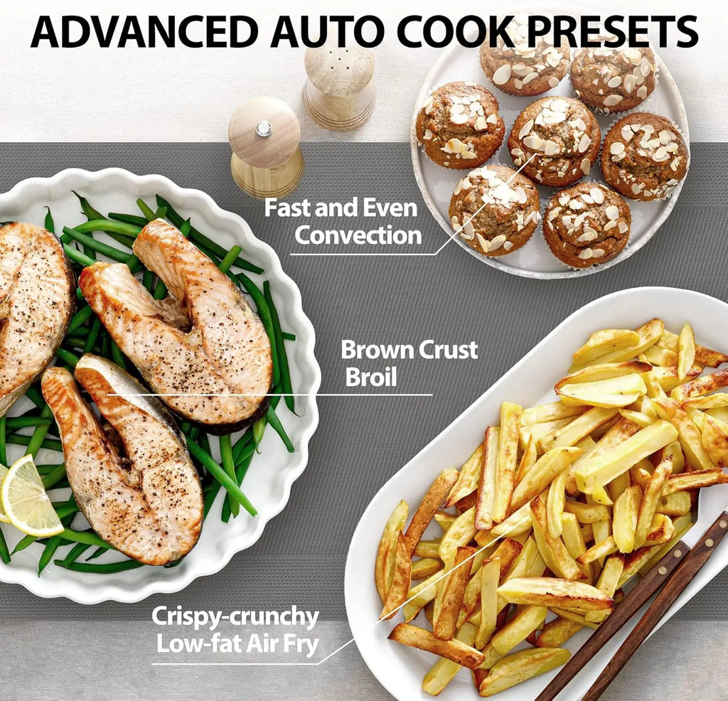 Air Fryer Combo 8-in-1 Countertop Microwave Oven, with Convection, Broil, Odor Removal Mode, 12.4" Position Memory Turntable, Ch
