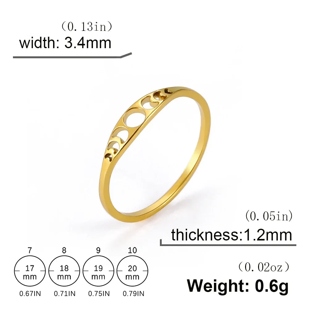 Skyrim Moon Phase Ring Stainless Steel Crescent Moon Women Rings 2025 Witch Amulet Jewelry Gift for Lover Friends Wholesale