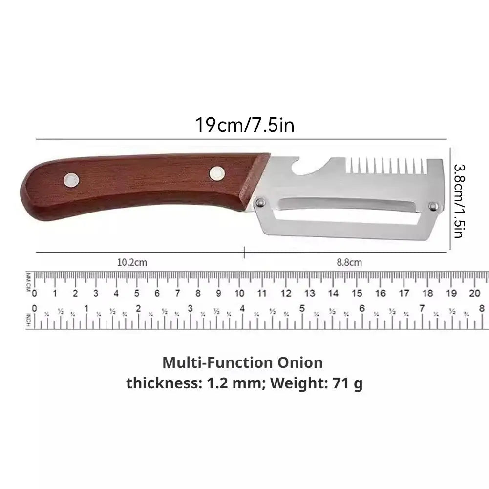 3-in-1 Stainless Steel Vegetable Peeler Peeling Knife With Wooden Handle And Bottle Opener Kitchen Tool