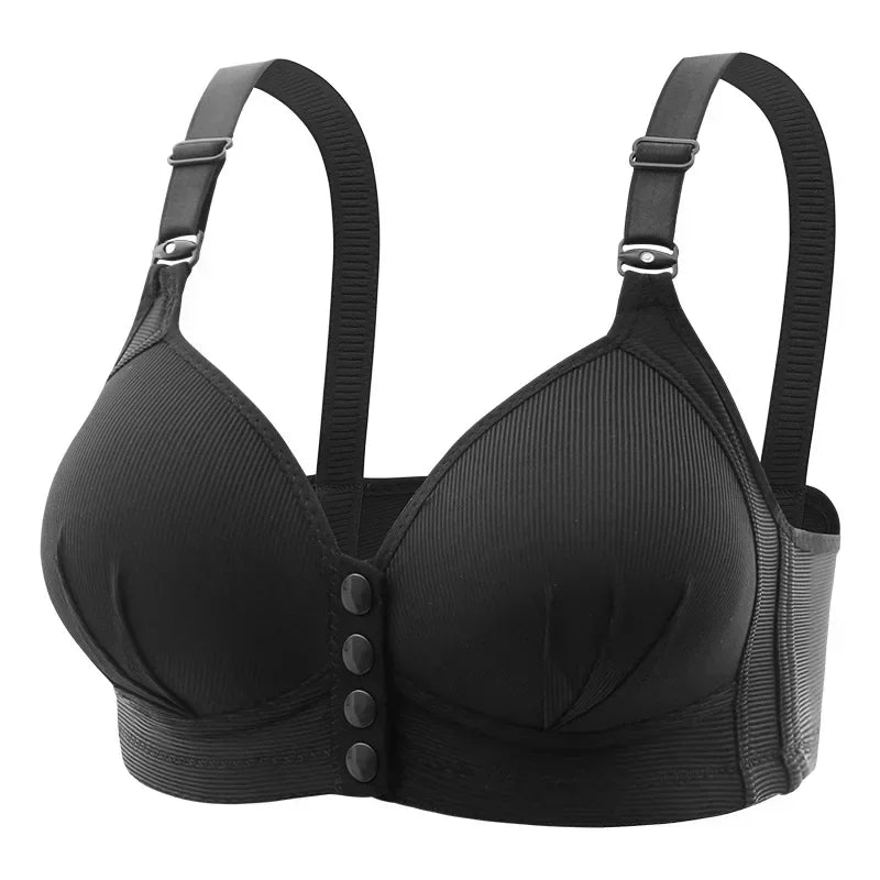 Women's Fashionable Plus Size Seamless Breathable Underwear with Adjustable Front Opening Buckle No Steel Ring Anti Sagging Bra