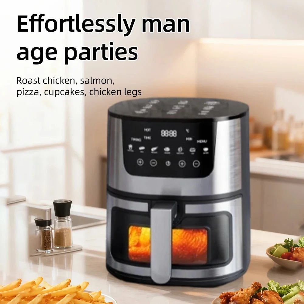 DIVEDEER 7L Home-Use Air Fryer with Viewing Window A versatile, large-capacity stainless steel air fryer designed for home use