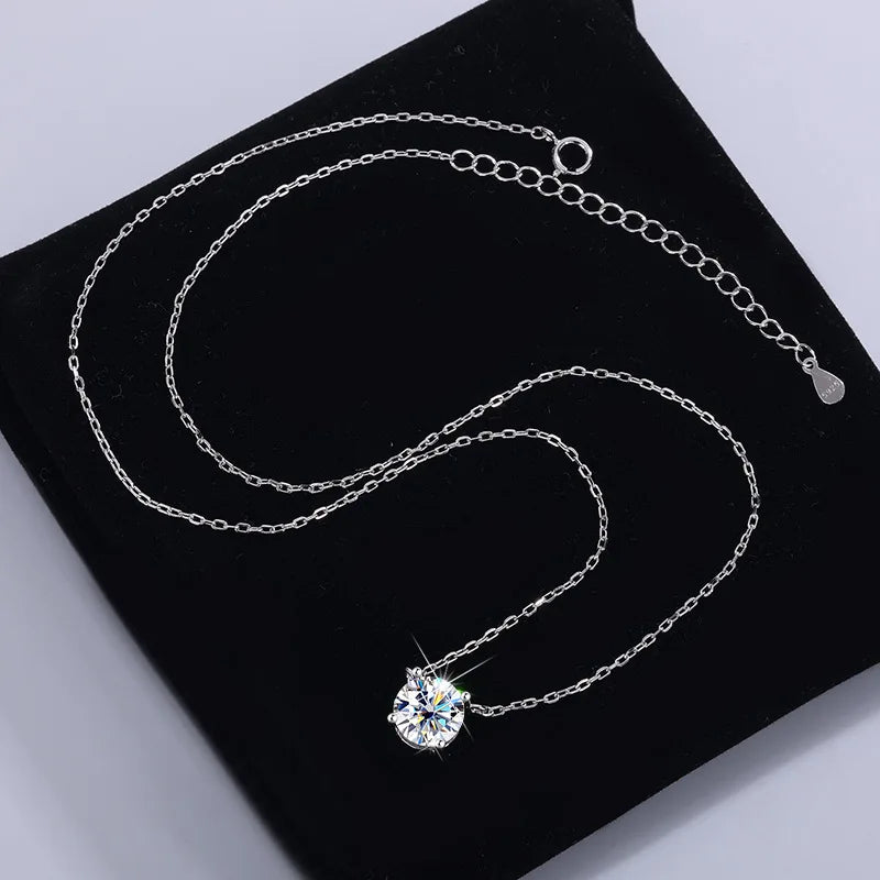 Moissanite Dia 6.5mm 0.5-5CT Woman Pendant Sier Necklace For Women Chains Party Bridal Fine Jewelry 925sterling Silver Necklace