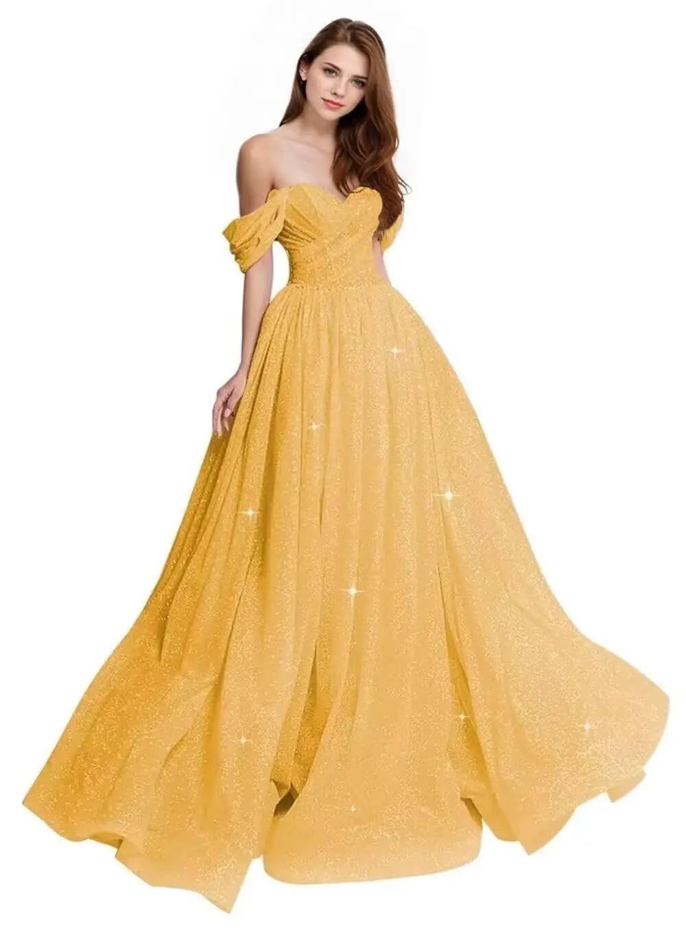 Luxury Dress Sparkly Tulle Prom Dress 2026 Off The Shoulder Formal Dresses for Women Glitter A Line Long Ball Gown Party Dress