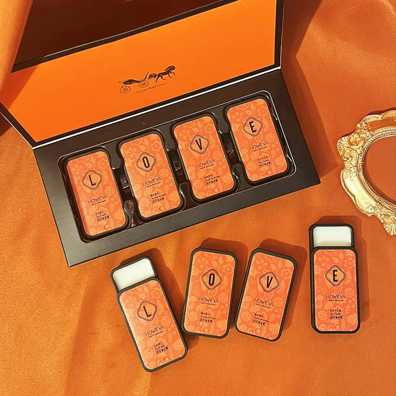 Solid Perfume Set 4pcs Floral Fruity Long Lasting Portable Light Fragrance Gift Daily
