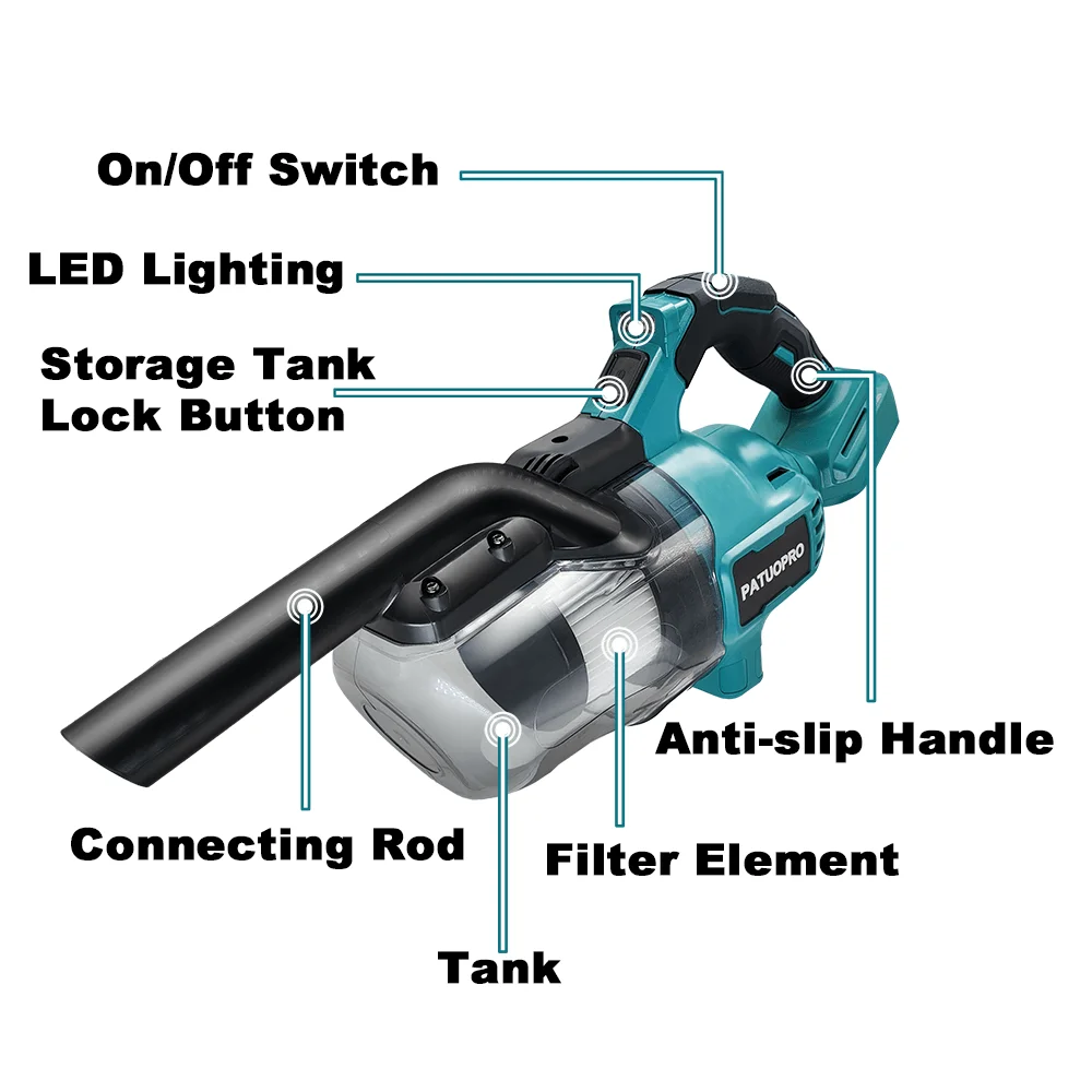 Cordless Handheld Electric Vacuum Cleaner for Makita 18V Battery Portable for Hard Floor Carpet Car Pet Hair Cleaning Tools