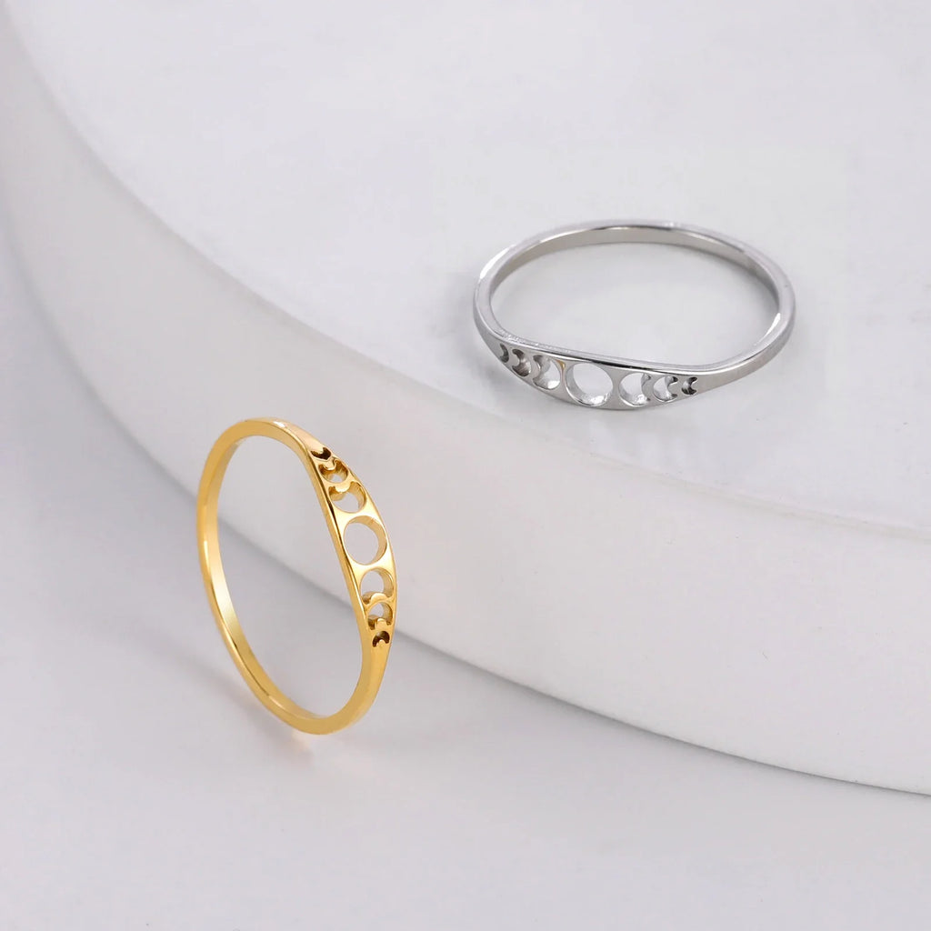 Skyrim Moon Phase Ring Stainless Steel Crescent Moon Women Rings 2025 Witch Amulet Jewelry Gift for Lover Friends Wholesale