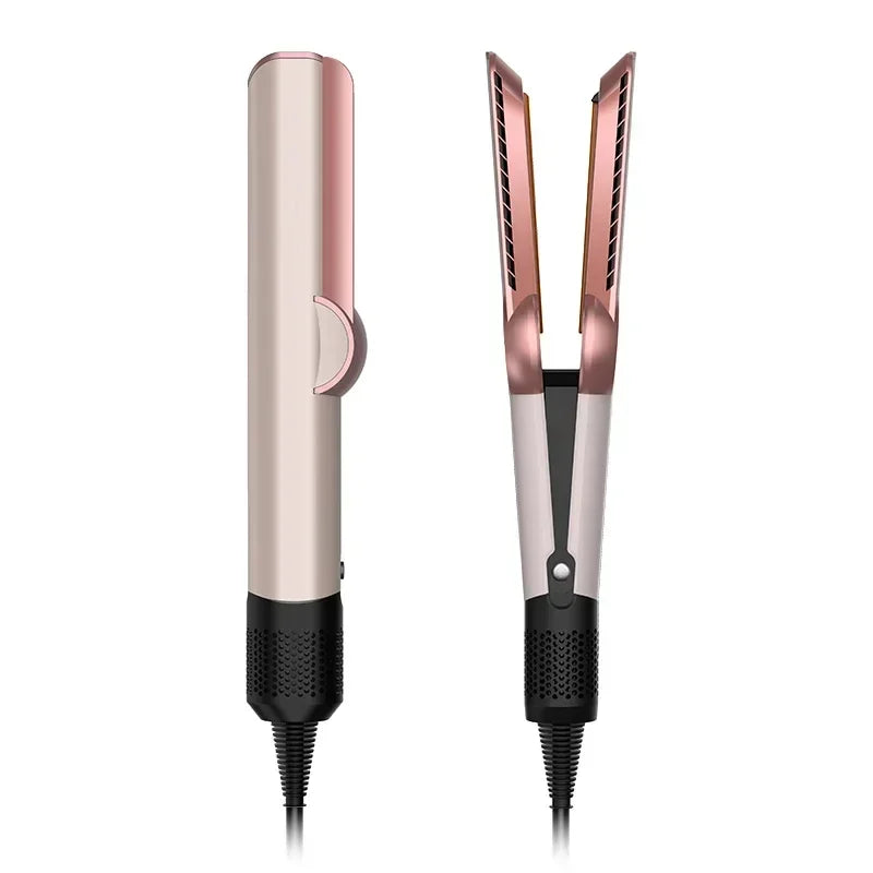 Professional 2-in-1 Negative Ion Hair Dryer & Straightener Long-Lasting Styling Tool Dual-Use Straightener for Wet or Dry Hair