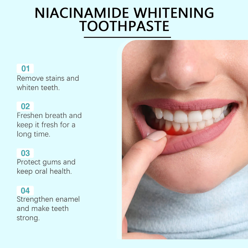 Niacinamide Stain-Removing Toothpaste Effectively Removes Yellow Teeth Plaque Long-Lasting Fresh Breath Niacinamide toothpaste