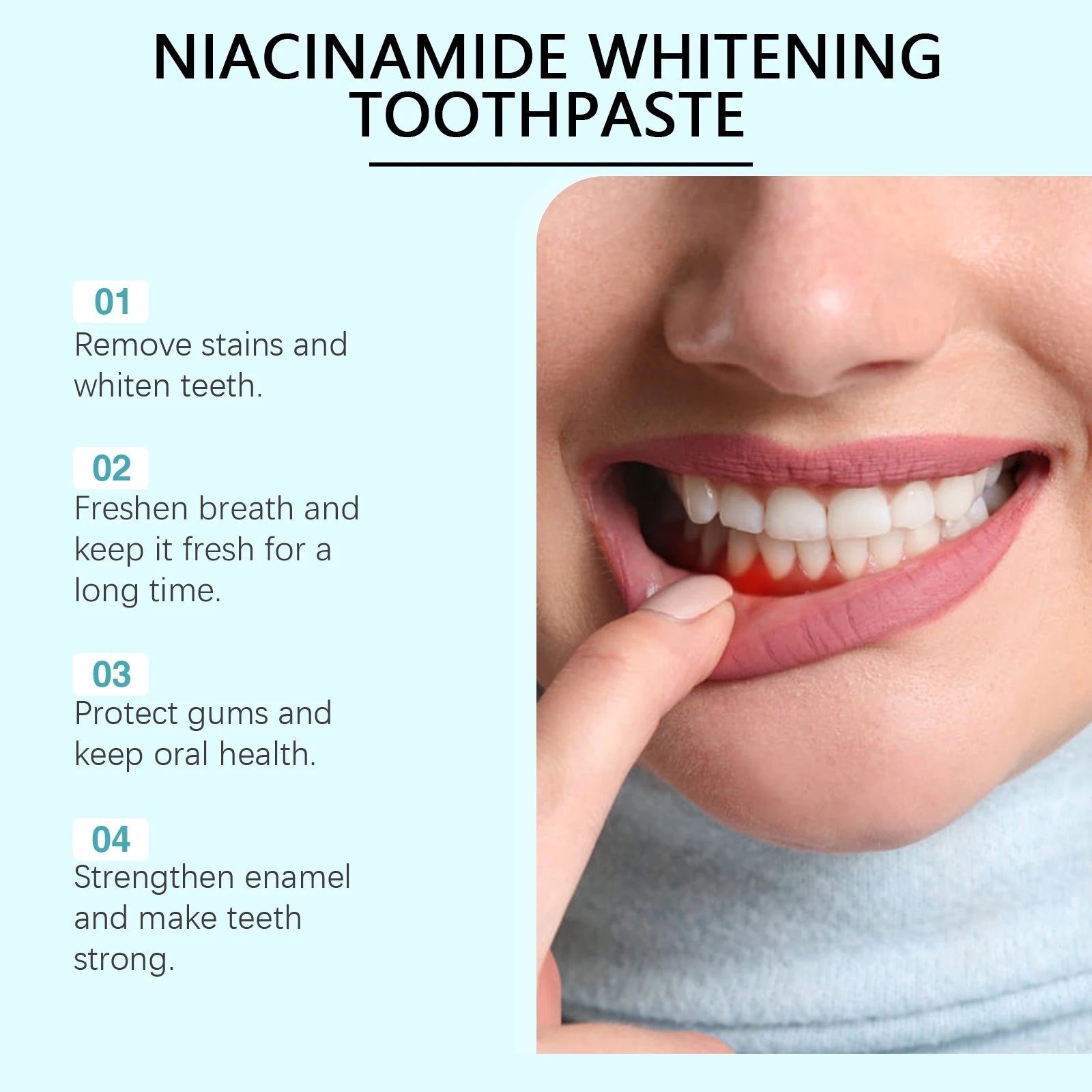 Niacinamide Stain-Removing Toothpaste Effectively Removes Yellow Teeth Plaque Long-Lasting Fresh Breath Niacinamide toothpaste
