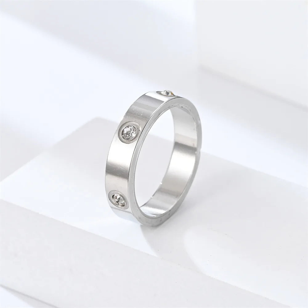 High Quality Trendy Stainless Steel Plated Gold Rose Gold Color Couple Wedding Love Ring for Couple Women Men ﻿
