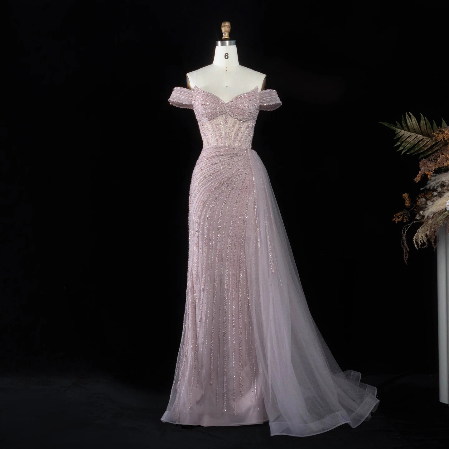 Sharon Said Luxury Evening Dress Mermaid Off Shoulder Beaded Sideskirt Women's Formal Wedding Party Gowns SS005 Customized
