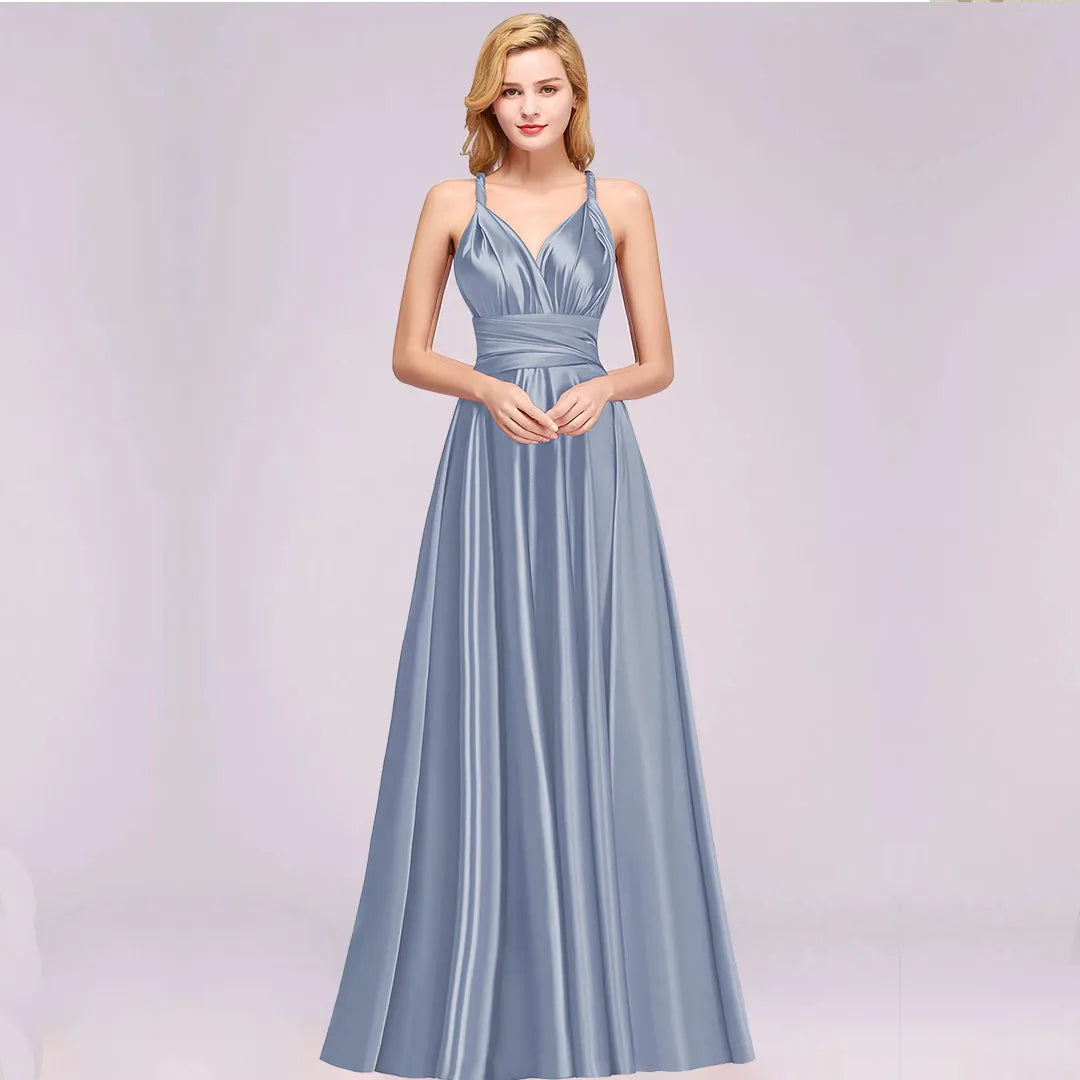 BABYONLINE Infinity Off Shoulder Milk Silk Soft Evening Dress Bridesmaid Gown Multi-way Multiway Wrap Changable Skirt Party