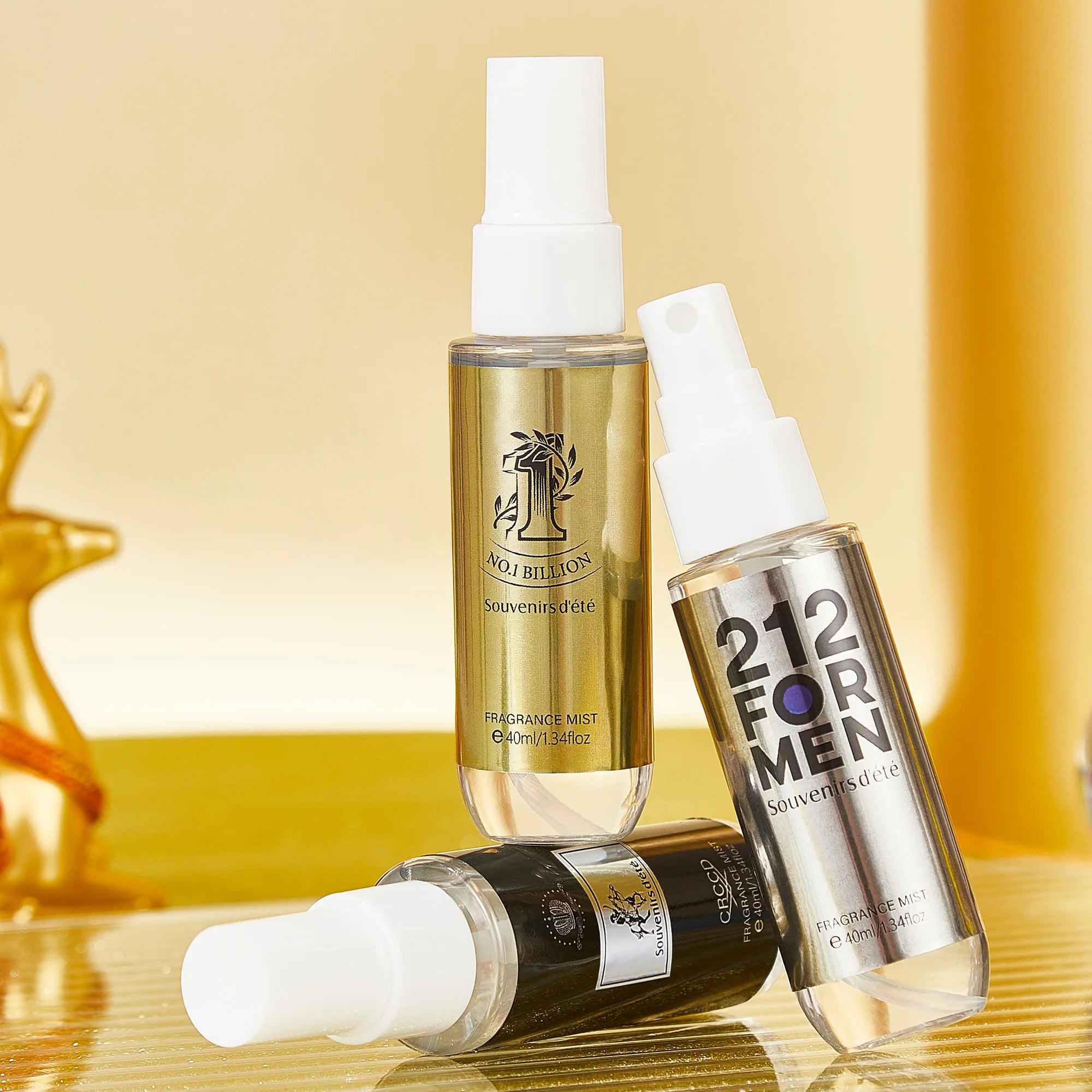 4pcs Black Gold Men's Perfume, Alcohol Free Fragrance Spray, Lasting Fragrance for Body and Hair, Ideal Gift for Men