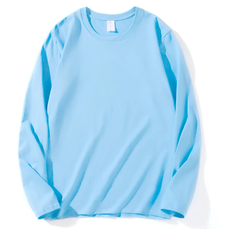 2026 Autumn Women Leisure Cotton Daily Long Sleeve Tops Lady Versatile Round Neck Baggy Clothes Female Concise Solid T-shirts