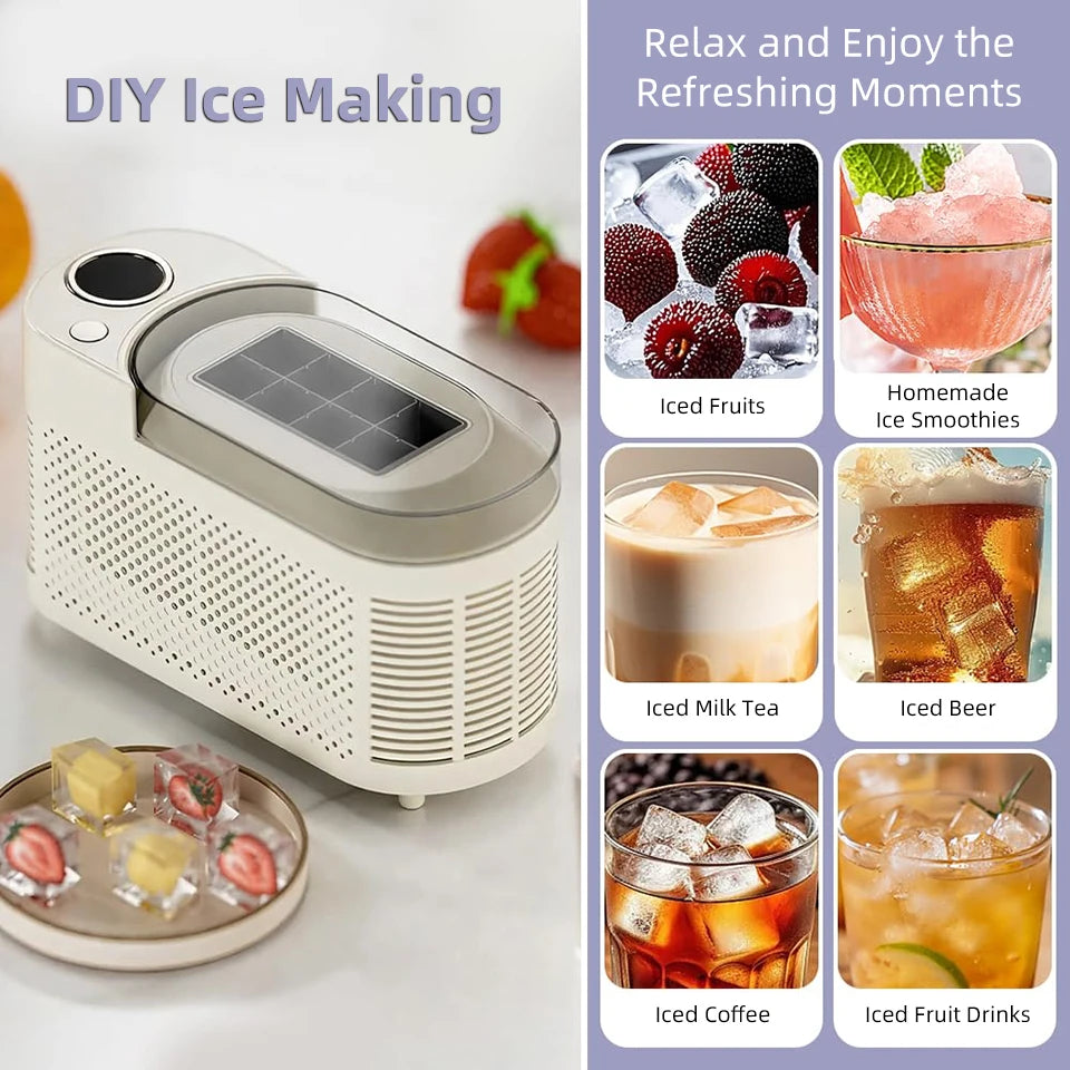 Mini Small Ice Maker 8 Ice Cubes Ready 15 MIN DIY Ice Making 12V/220V Car Cube ice Automatic Ice Making Box For Car Home Camping