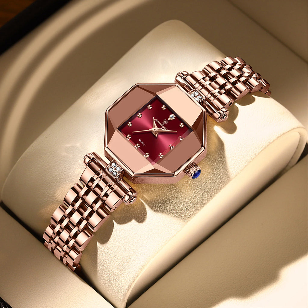 POEDAGAR Luxury Brand Women Watch Stainless Stain Waterproof Quartz Watches For Woman Fashion Simple Rose Gold Ladies Watch Gift
