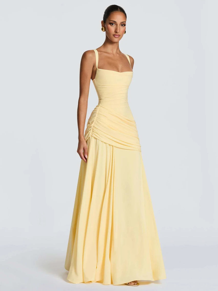 New Spaghetti Strap Sexy Prom Gowns Women's Sexy Backless Maxi Dress for Party Club Elegant Bodycon Ruched Long Dress Female 5