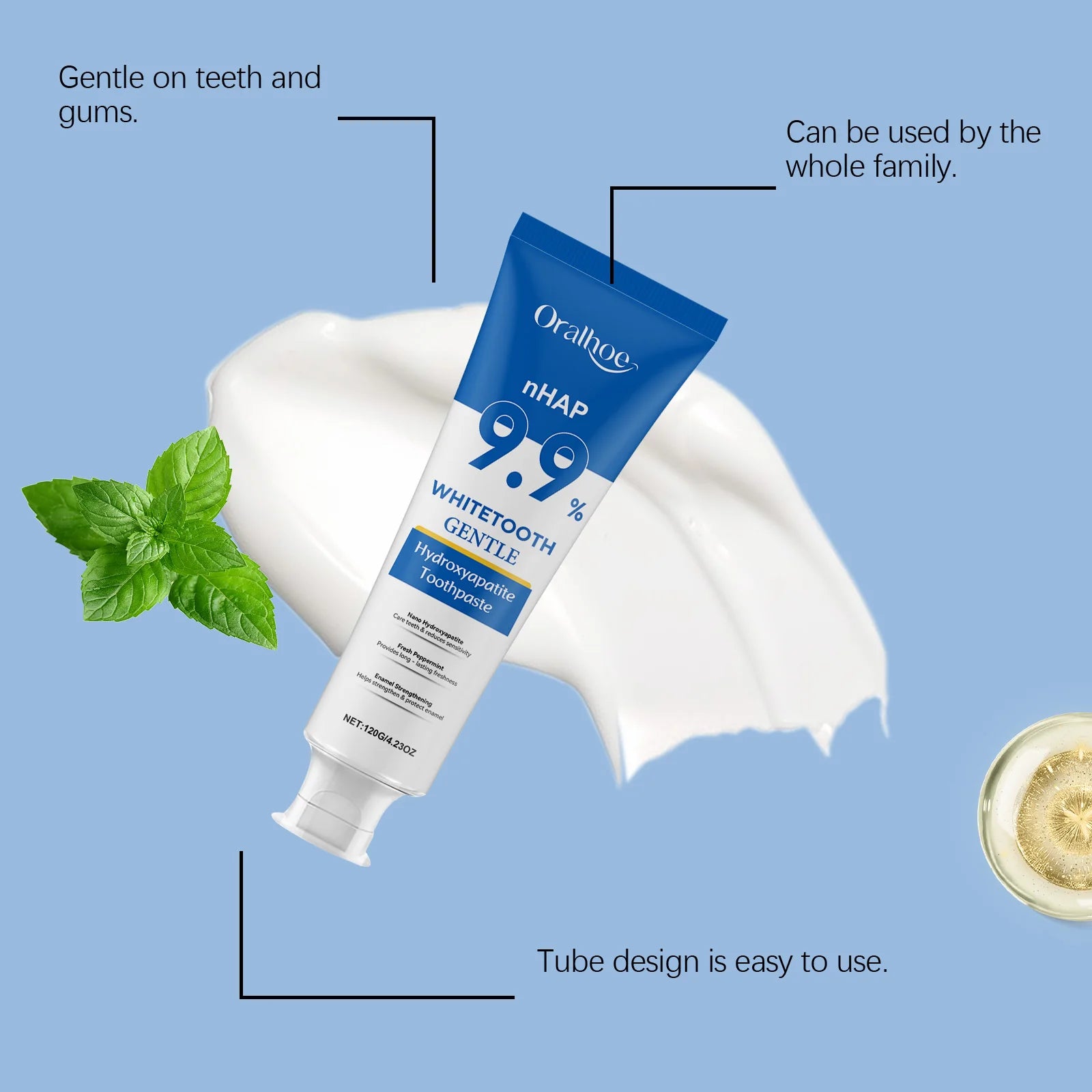 Hydroxyapatite Toothpaste Enamel Repair Teeth Stains Cleansing Bad Breath Removal Dental Birghtening Preventing Periodontitis