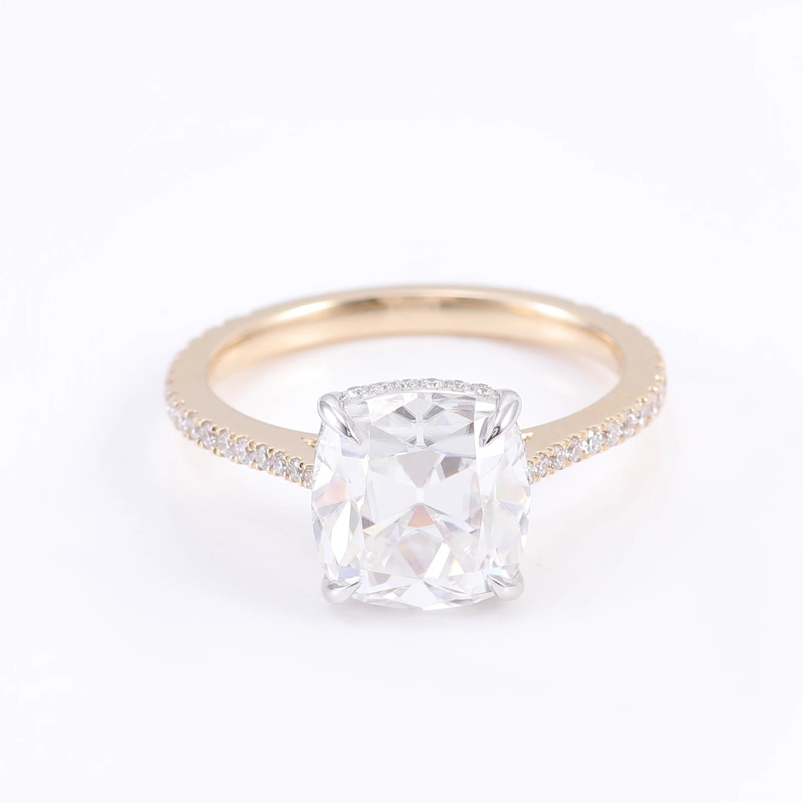 Provence 10K/14K/18K Moissanite Engagement Rings for Women Cushion Cut D Color 6.5CT DIY Jewelry Custom Four Prong Luxury Rings