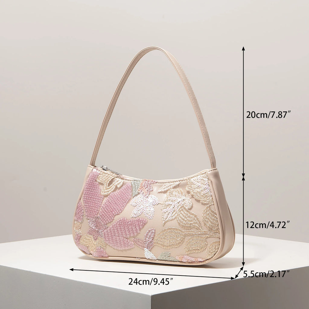 Shoulder Bag,Floral Pop,Sequin Bag,Embroidery,Gala Night,Party Outfits,Prom Bag,Wedding Items,Elegante,Valentine,Random Pattern