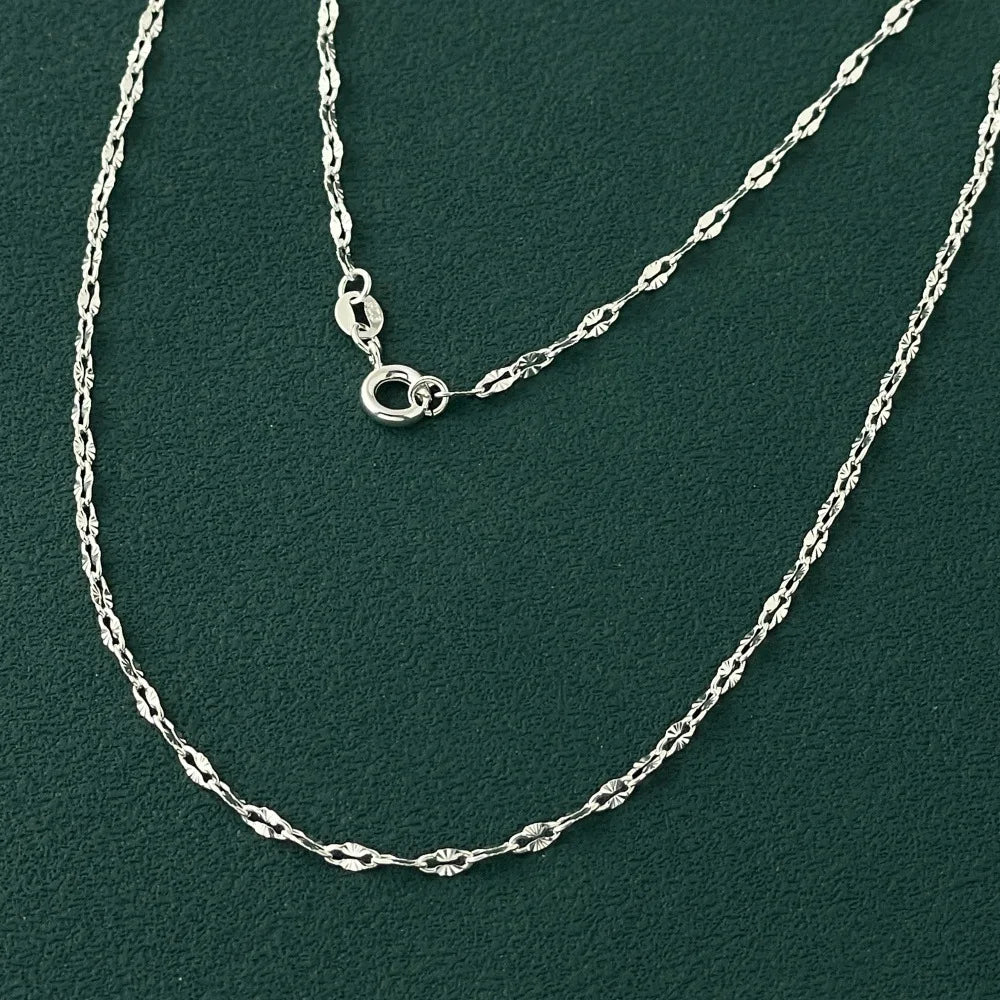 925 Sterling Silver Lip Chain Necklace for Women, Minimalist Shiny Lip Link Chain, Fashion Jewelry Gift for Daily Wear & Party