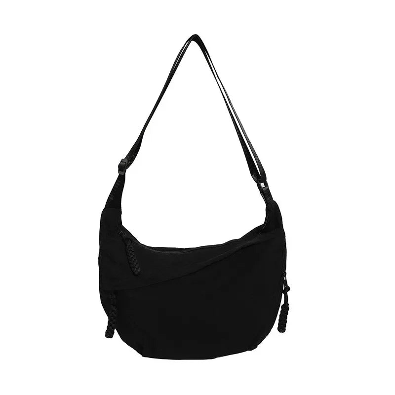 Solid color trendy shoulder bag, personalized multifunctional canvas bag, daily minimalist dumpling bag