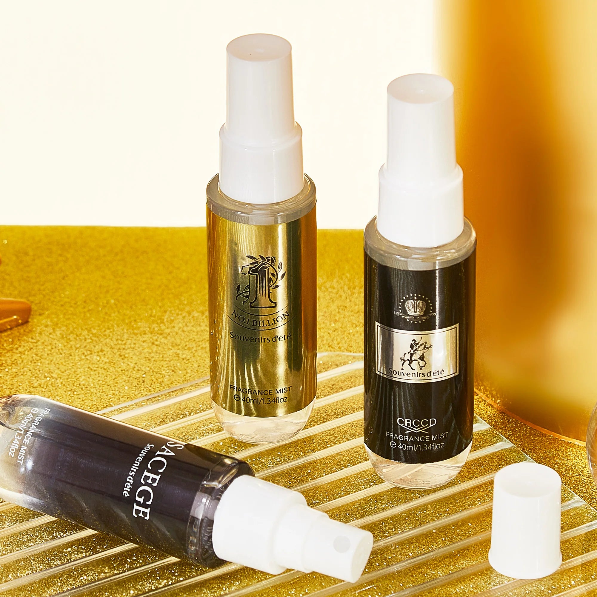 4pcs Black Gold Men's Perfume, Alcohol Free Fragrance Spray, Lasting Fragrance for Body and Hair, Ideal Gift for Men