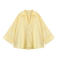 Women's Casual Loose Shirt for Spring/Summer 2025 Collar Button Design Wide Sleeves Minimalist Holiday Style