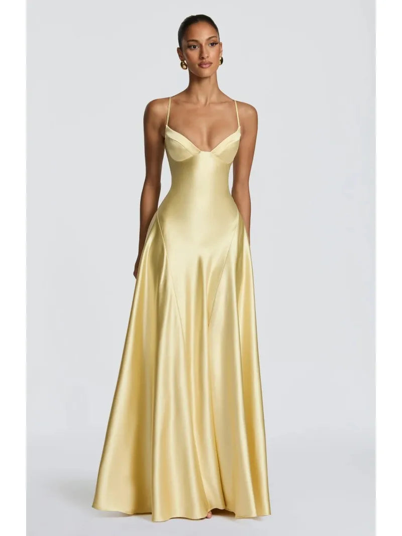 2026 fashion new ins with ladies' style dress thin sling low-cut V-neck slim backless sexy solid color high simple elegant dress