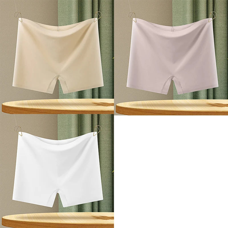 3Pcs Anti-See-Through Ice Silk Breathable Seamless Underwear Non-Curling Summer Women's Safety Pants