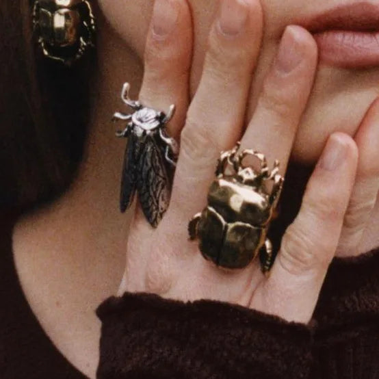 Digadagu Retro Opening Insect Ring Metal Animal Ring New Women's Trend Daily Jewelry Accessories
