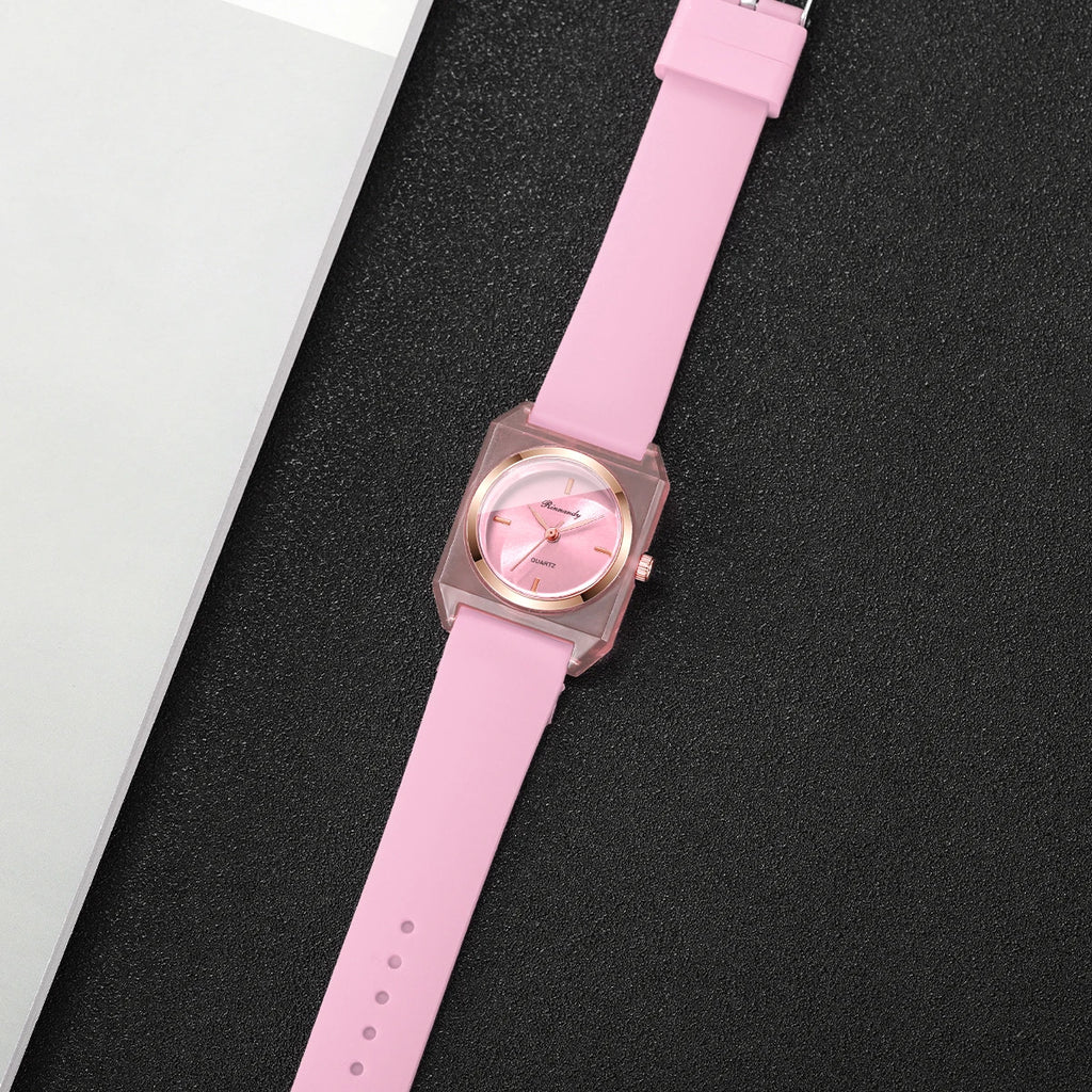 Fashion Rectangle Dial Women Watches Simple Silicone Band Ladies Quartz Watch Wristwatch Reloj Mujer Girls Clock (Without Box)