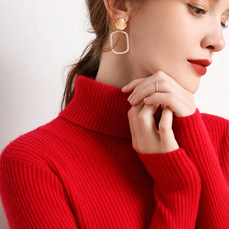 Women Fall Turtleneck Sweater Knitted Soft Pullovers Cashmere Jumpers Basic Soft Sweaters For Women 2026 Autumn Winter