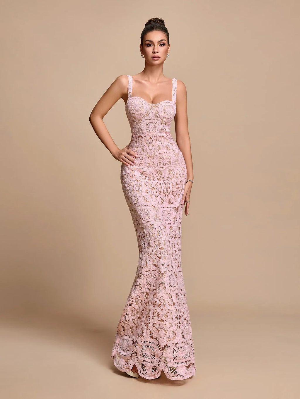 2026 Lace Mermaid Evening Dress, Strapless Long Evening Gown, Socialite Party and Ball Dress